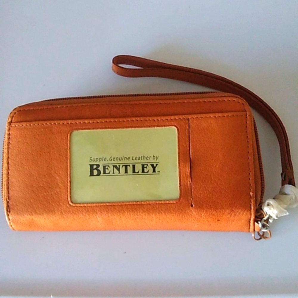 Bentley Leather Tan Wristlet Wallet